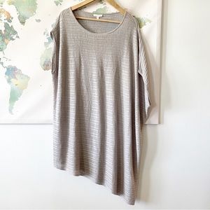 Eileen Fisher Top Size Small Oversized Short Sleeve Asymmetrical Organic Linen